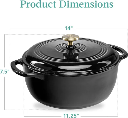 Miniatura 7 de Best Choice Products - Horno holandés redondo de hierro fundido esmaltado de 6 cuartos de galón, utensilios de cocina pretratados de alta