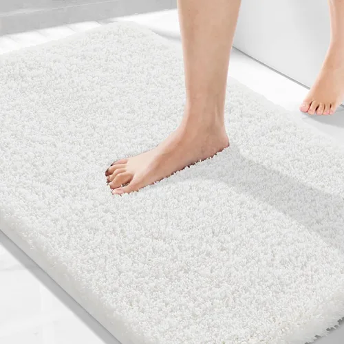 Miniatura 129 de Yimobra Alfombra de baño de felpa esponjosa, súper lanuda suave, cómoda, antideslizante, absorbente de agua, alfombra de baño de microfibra que se