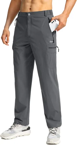 Pudolla Pantalones cargo de senderismo para hombre pantalones ligeros de viaje para exteriores con múltiples bolsillos para pesca campamento trabajo