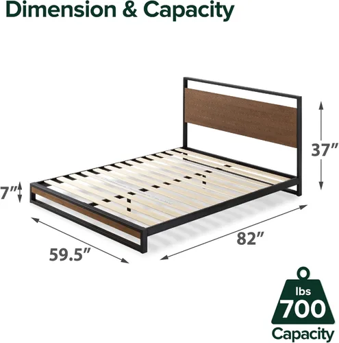 Miniatura 3 de ZINUS Suzanne - Base de cama de plataforma de metal y madera de 37 pulgadas, construcción de madera maciza y acero, no necesita somier, soporte