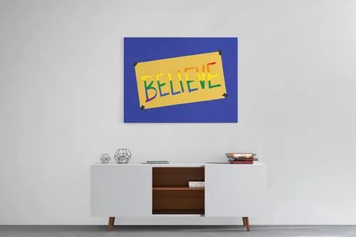 Miniatura 3 de Believe Sign Bandera del Orgullo Fondo Azul – Diseños Inspirados en Lazo Entrenador – Decoración del Hogar – Decoración de Oficina – Motovational