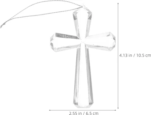 Miniatura 6 de EXCEART Adorno colgante de cruz de cristal para decoración del árbol de Navidad, 4.13 x 2.56 pulgadas, cruz de vidrio transparente