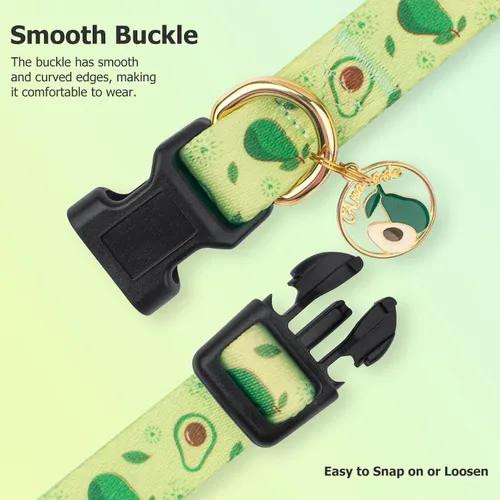 Miniatura 2 de Collar de perro hecho a mano para perros pequeños, medianos y grandes, verde aguacate con colgante, collares de moda para otoño e invierno (grande)