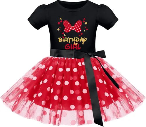 IMEKIS Traje de cumpleaños para niñas bebés, vestido de lunares, diadema para Halloween, cosplay, sesión de fotos, 1-6T