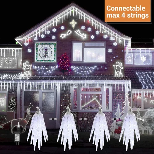 Miniatura 7 de Toodour Luces de carámbano de Navidad para exteriores, 20 tubos de 90 luces LED de carámbano con 8 modos, cadena de luz de cristal para interiores