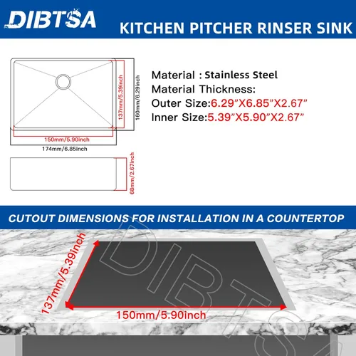 Miniatura 8 de DIBTSA - Enjuagadora para jarra, lavadora automática de tazas de vidrio, acero inoxidable 304, para café, leche, té, hogar, cocina, hotel, bar