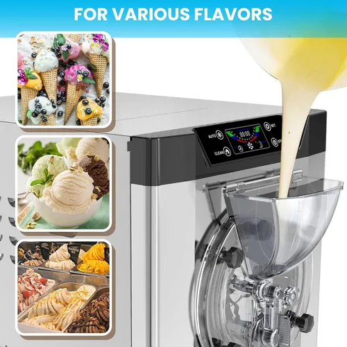 Miniatura 4 de Patikuin Máquina de helado comercial de 2000 W - Máquina de helado de encimera de un solo sabor con pantalla táctil LCD - Salida de 4.8 a 6.3