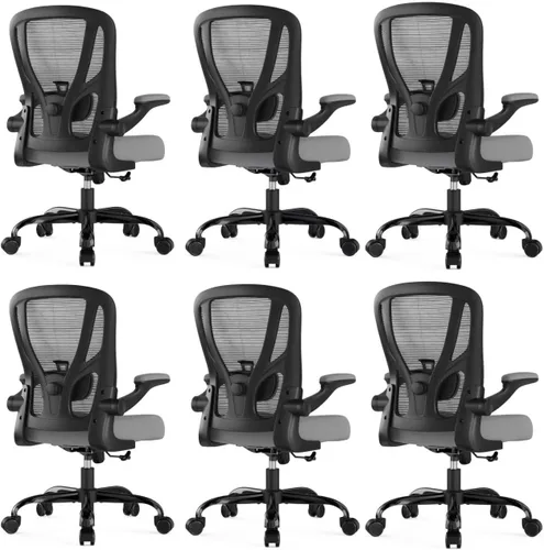 Miniatura 17 de Silla de oficina ergonómica de escritorio, silla de computadora de malla, silla de trabajo transpirable con ruedas, soporte lumbar ajustable, sillas