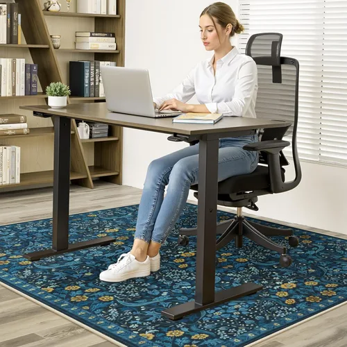 Miniatura 2 de Anidaroel Tapete floral para silla de oficina para suelo de madera, 48 x 60 pulgadas, alfombra para debajo de la silla del escritorio, tapete