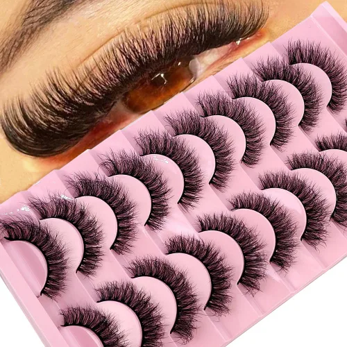 Miniatura 15 de 10 pares de pestañas postizas de visón 3D, hechas a mano, pestañas largas y finas, pestañas naturales para maquillaje de ojos (3-6)