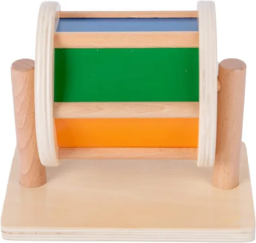 Miniatura 8 de Montessori - Kit de juego de juguetes para bebé, tambor giratorio mediano y bola de tela arcoíris para niños de 6 a 12 meses (kit de juego 3)