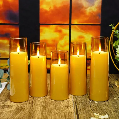 Miniatura 5 de kakoya Velas parpadeantes sin llama que funcionan con pilas con control remoto y temporizador de 2/4/6/8 horas, velas LED de acrílico, paquete de 9