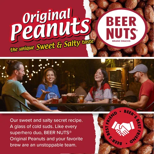 Miniatura 3 de BEER NUTS Original Peanuts - Nueces de barra dulces y saladas, sin gluten, kosher, bocadillos de maní bajos en sodio hechos en los Estados Unidos