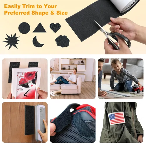 Miniatura 8 de 10 pies x 4.4 pulgadas de tiras autoadhesivas, cinta adhesiva de montaje de respaldo resistente de nylon, cintas de montaje de tela para costura