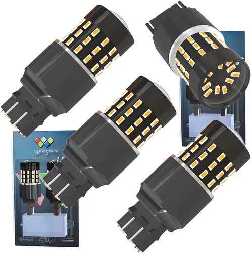 Miniatura 16 de BAU15S PY21W 1156PY 7507 7510 9507 Bombillas LED súper brillantes color amarillo ámbar de 54 SMD 3014 12V-24V para indicadores de posición, luz