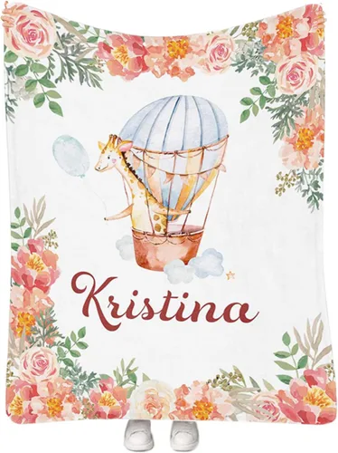 Miniatura 9 de Manta personalizada para niñas con nombre, manta personalizada de perezoso y mariposa, manta de forro polar suave para recién nacidos, baby shower