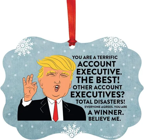 Andaz Press Presidente Donald Trump Fancy Frame Recuerdo Adorno de Navidad Regalo de broma Ejecutivo de Cuenta, 1 paquete, Divertidas Ideas de