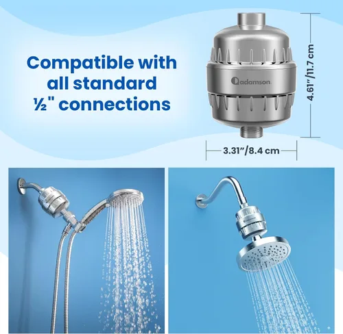 Miniatura 7 de Adamson Filtro de ducha para agua dura, cabezal de ducha filtrado de 36 etapas, ayuda a reducir el cloro, soporta una piel y cabello más saludables