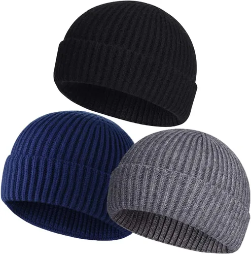 Miniatura 14 de vidsel Gorro Corto de Pescador para Hombres y Mujeres, Gorro de Lana Tejida con Puño Estilo Moderno de Arrastrero, Gorros Cálidos de Invierno