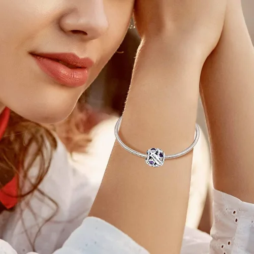 Miniatura 2 de NINGAN Dijes de piedra natal de febrero + dije de nacimiento de mariposa y violeta de febrero para pulsera
