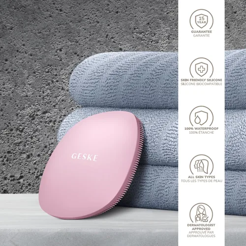 Miniatura 6 de GESKE SmartAppGuided™ Cepillo facial 4 en 1 Cepillo de limpieza facial profesional Cepillo facial de silicona para limpieza de la piel Rosado