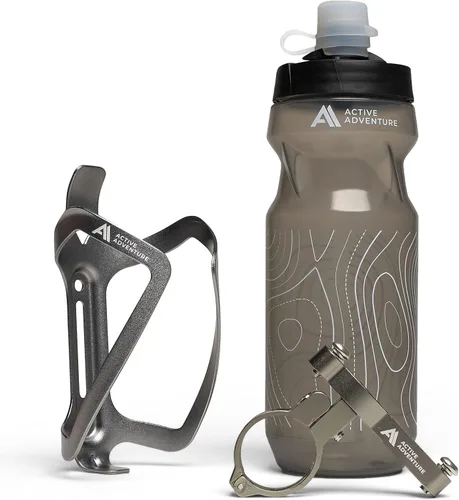 Miniatura 9 de Combo de soporte para botella de agua para bicicleta, 20 onzas, soporte para botella exprimible y jaula de montaje para bicicleta, no necesita