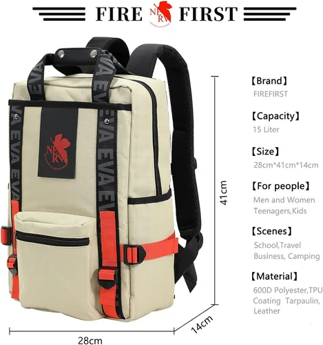 Miniatura 5 de FIREFIRST X Neon Genesis Evangelion Mochila de anime, bolsa para laptop de 15.6 pulgadas para viajes/oficina, mercancía de anime para regalos