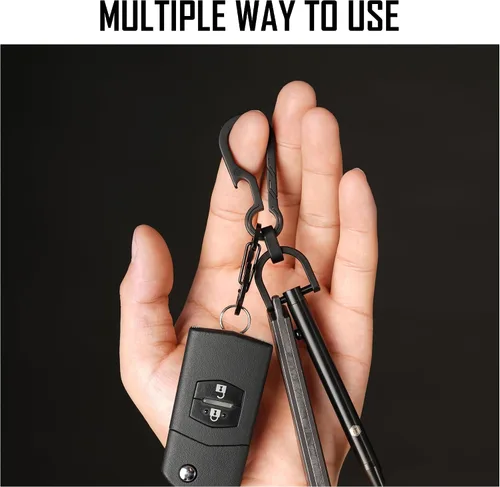 Miniatura 2 de KeyUnity KM15BK Titanium EDC Abridor de botellas Llavero Clip con anillo D y anillo giratorio KA15BK