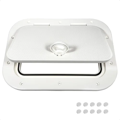 Miniatura 9 de Five Oceans Escotilla de barco, escotilla de acceso marítimo, tapa rectangular para escotilla de barco con pestillo de bloqueo, color blanco roto