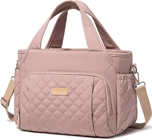 Artelaris Bolsa de Almuerzo Aislada para Mujeres, Lonchera Refrigeradora a Prueba de Fugas, Bolsa Térmica para Adulto, con 7 Bolsillos, Correa Rosa