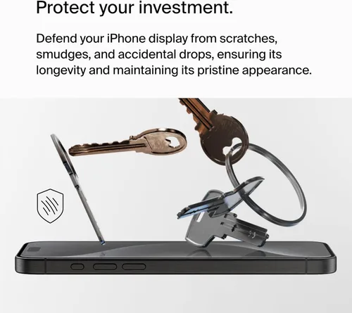 Miniatura 2 de Belkin ScreenForce UltraGlass 2 - Protector de pantalla para iPhone 15 Pro Max, resistente a los arañazos, vidrio probado con dureza 9H con diseño