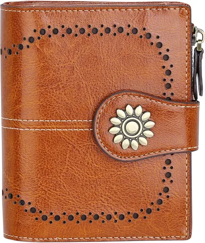 Miniatura 33 de Lavemi Cartera de Piel para Mujer Pequeña Compacta con Bloqueo RFID Estuche para Tarjetas de Crédito Monedero con Bolsillo con Cremallera Small