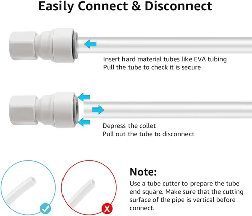 Miniatura 5 de Cerradura de bola de barril de cursi de desconexión rápida para conectar accesorios, tubo de plástico recto de 3/8 pulgadas OD a rosca de 7/16