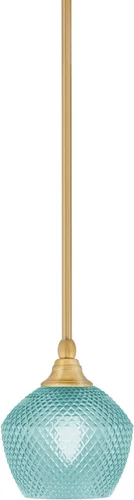 Miniatura 140 de Toltec Lighting Tallo Colgado Mini colgante, acabado de cobre negro, 3.5" cuadrado humo burbuja vidrio