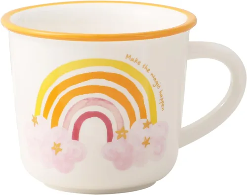 TREEWOO Bonita Taza de Arcoíris de 12oz Buenos Días Taza de Cerámica con Asa Taza de Café Té Leche Agua Regalo para Hombres Mujeres Navidad