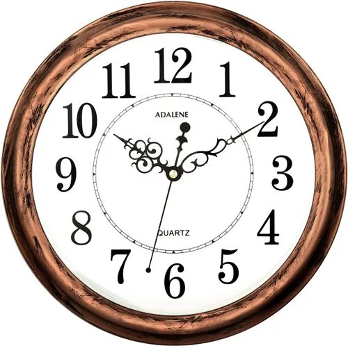 Adalene reloj de pared decorativo de 13 pulgadas silencioso, a batería, de cuarzo análogo, para sala de estar, cocina, habitación