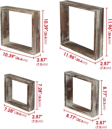 Miniatura 3 de J JACKCUBE DESIGN MK571A - Estantes cuadrados flotantes para colgar en la pared, estantes de madera rústica, cajas de sombra, decoración bohemia