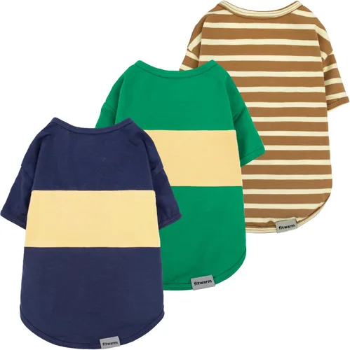 Miniatura 10 de Fitwarm - Paquete de 3 camisas con bloques de color a rayas para perros, ropa de verano para perros pequeños, camiseta ligera y transpirable
