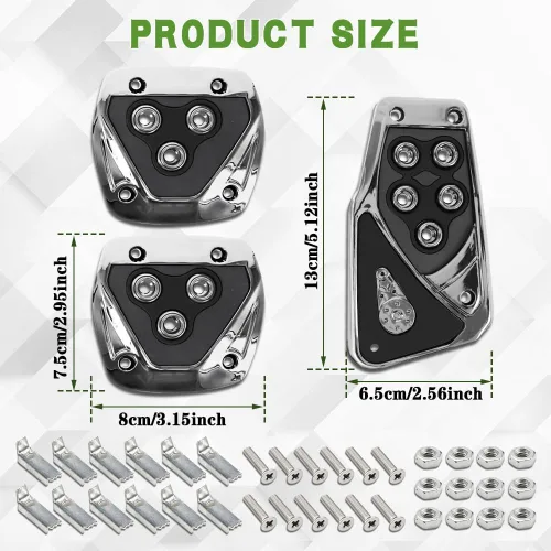 Miniatura 2 de Zufoty 3 piezas de almohadillas de pedal de aluminio antideslizantes para coche, cubiertas de pedal de freno de transmisión manual, cubiertas