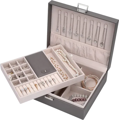 Almacenamiento y organizador Joyero Caja de almacenamiento de joyería Caja de almacenamiento de joyas de viaje Organizador Casos contenedores de