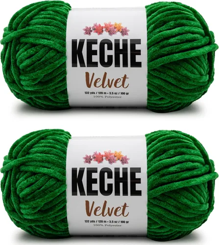 Miniatura 31 de Keche Hilo de terciopelo para ganchillo, manta de felpilla suave, voluminosa, hilo amigurumi, 3.53 oz (132 yardas), color azul bebé