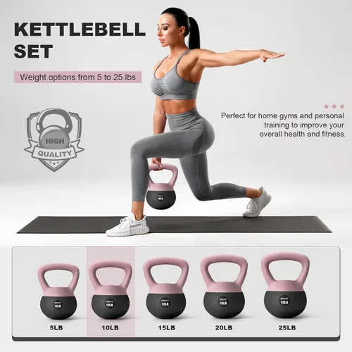Miniatura 3 de NEALFIT Pesas rusas suaves de 5 libras/10 libras/15 libras/20 libras/25 libras, juego de pesas rusas con agarre antideslizante suave