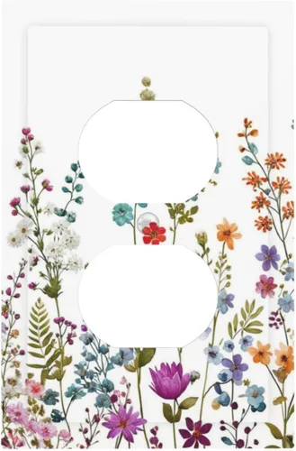 Miniatura 57 de Cubierta de Interruptor de Luz de 1 Gang con Flores Silvestres Bohemias, Hierbas, Floral, Decorativa, Planta Botánica, Naturaleza, Acuarela, Placa