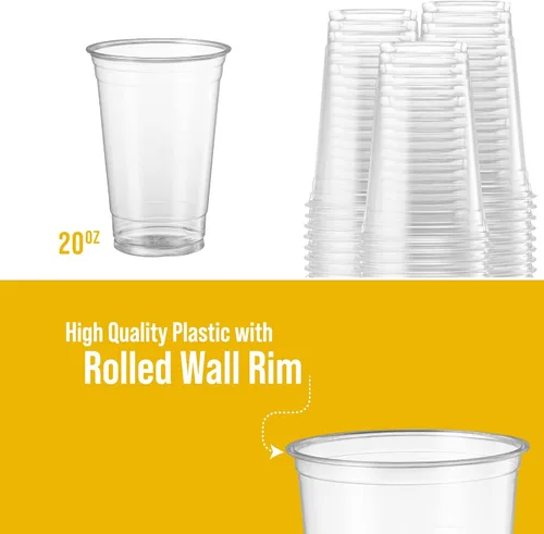 Miniatura 5 de Vasos de PET transparentes con tapas de cúpula y pajitas para café helado, batido, bebidas frías, tazas de granizado, batidos, batidos, helado