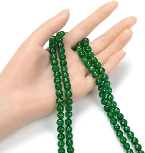 Miniatura 2 de Adabele - 2 hebras de piedras preciosas curativas de jade verde esmeralda natural de 0.315 pulgadas (0.315 in), cuentas sueltas redondas facetadas