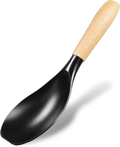 Seki Japan - Elegante herramienta de cocina, flexible, antiadherente, resistente al calor, cuchara de cocina de nailon con mango de madera para