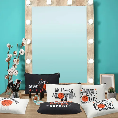 Miniatura 5 de Moukeren 18 piezas de regalos de baloncesto para mujeres y niñas, bolsa de maquillaje de baloncesto, accesorios divertidos, bolsas de viaje