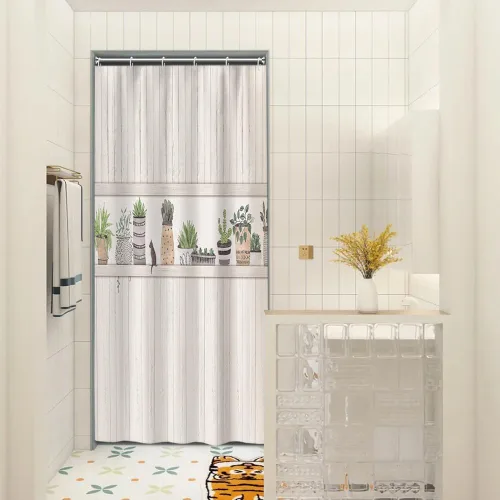Miniatura 43 de Cortinas de ducha botánicas verdes de 36 x 72 pulgadas, hojas de eucalipto naturales de primavera para minimalismo moderno, decoración de baño, tela