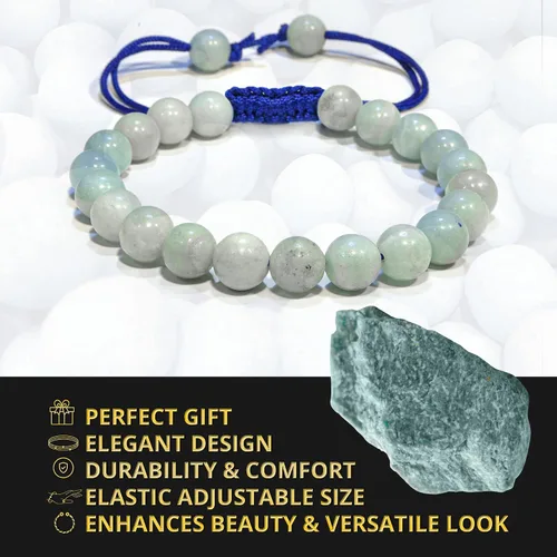 Miniatura 61 de Adjustable Crystal Bracelet – Gemstone Bead Bracelet with Adjustable Macrame String – Chic Gemstone Bracelet for Men and Women – 8mm Round Healing