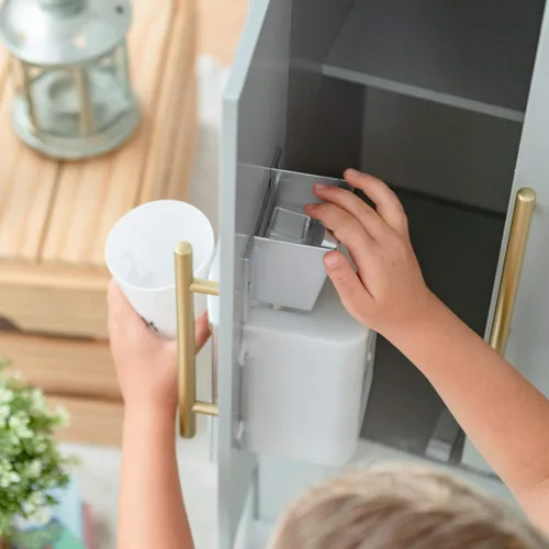 Miniatura 9 de Teamson Kids Little Chef Charlotte - Cocina Moderna Modular Interactiva de Madera para Jugar con Refrigerador, Estufa y Lavabo en Gris con Acentos